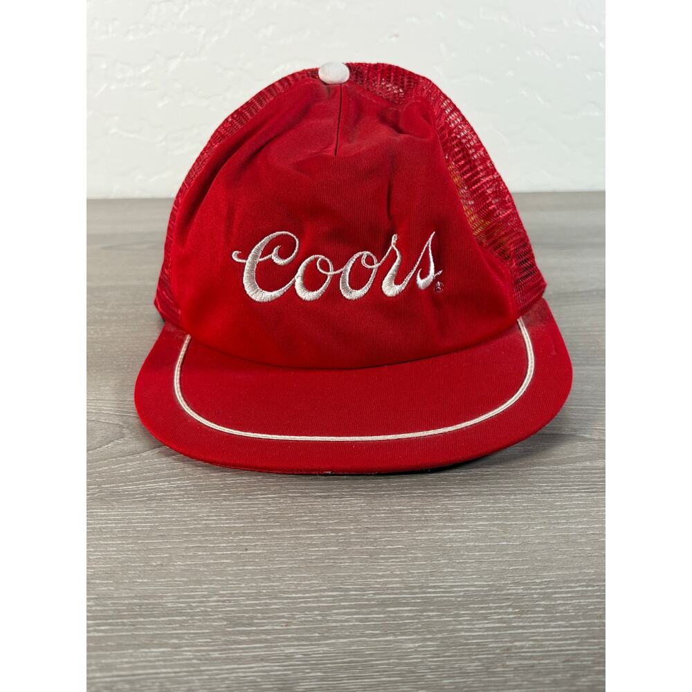 Vintage‎ Coors Red Trucker Snapback Hat- California Headward- Made in USA- EUC
